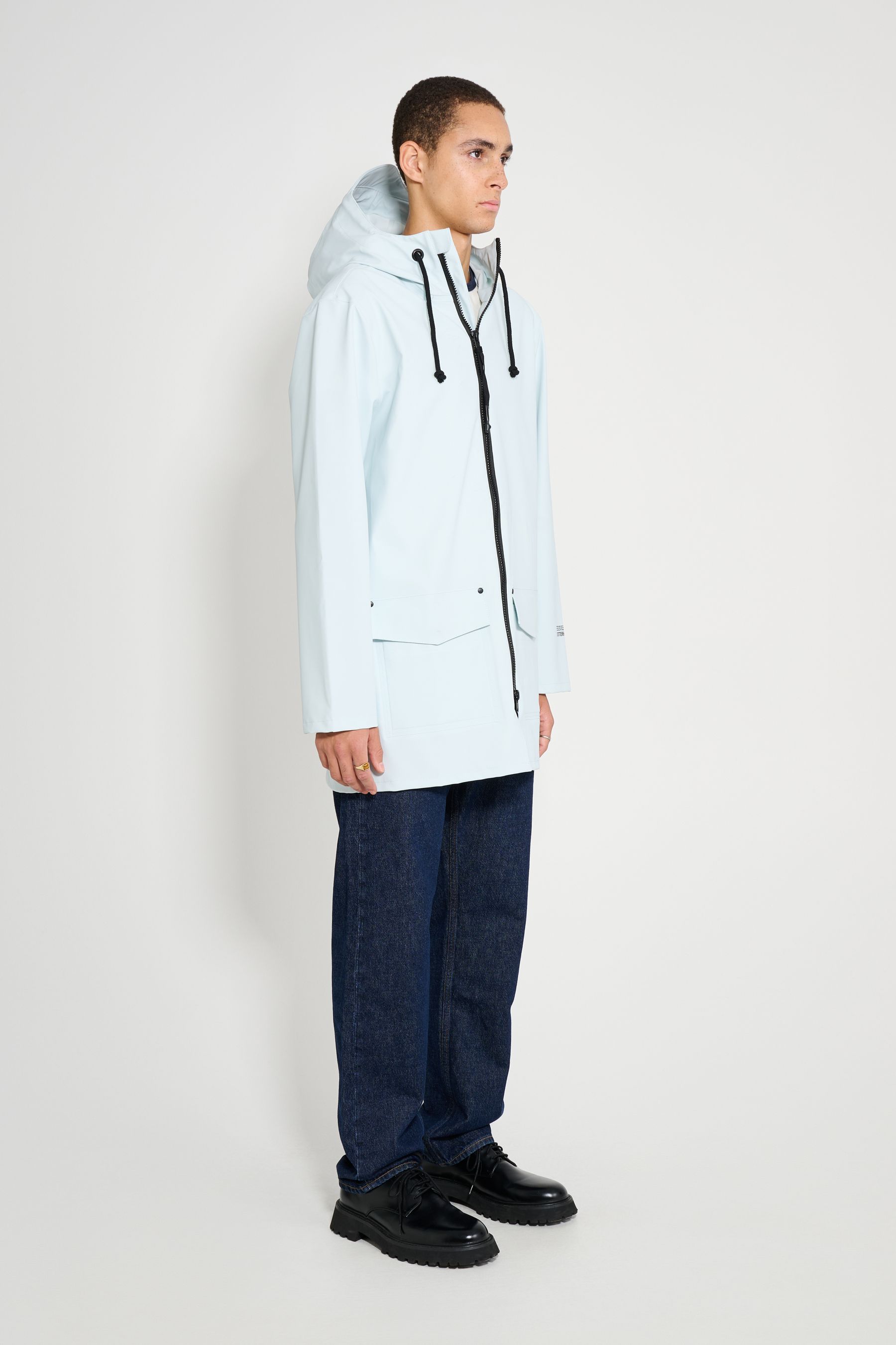 stutterheim stockholm patch raincoat frost grey men jackets raincoats