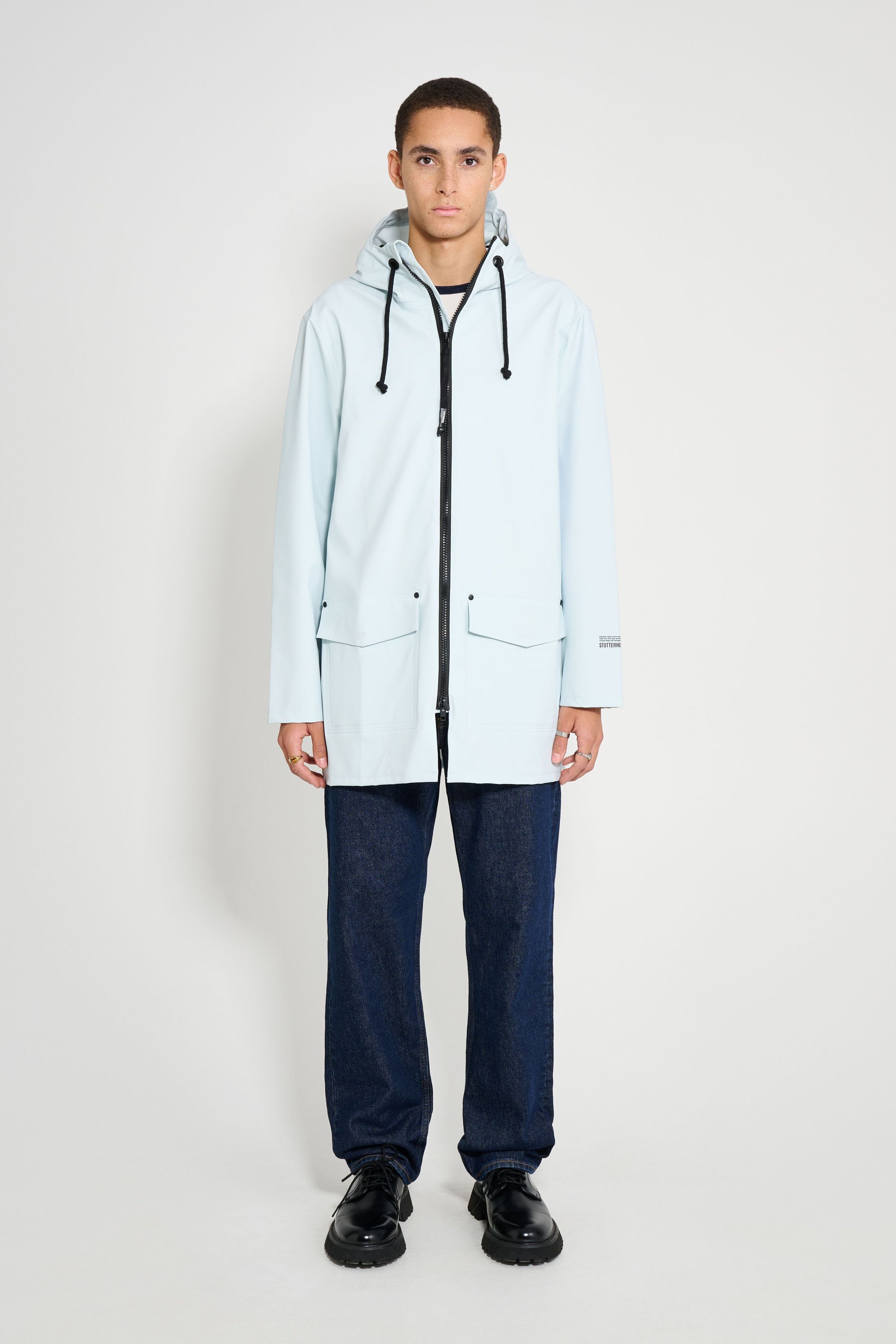 stutterheim stockholm patch raincoat frost grey men jackets raincoats