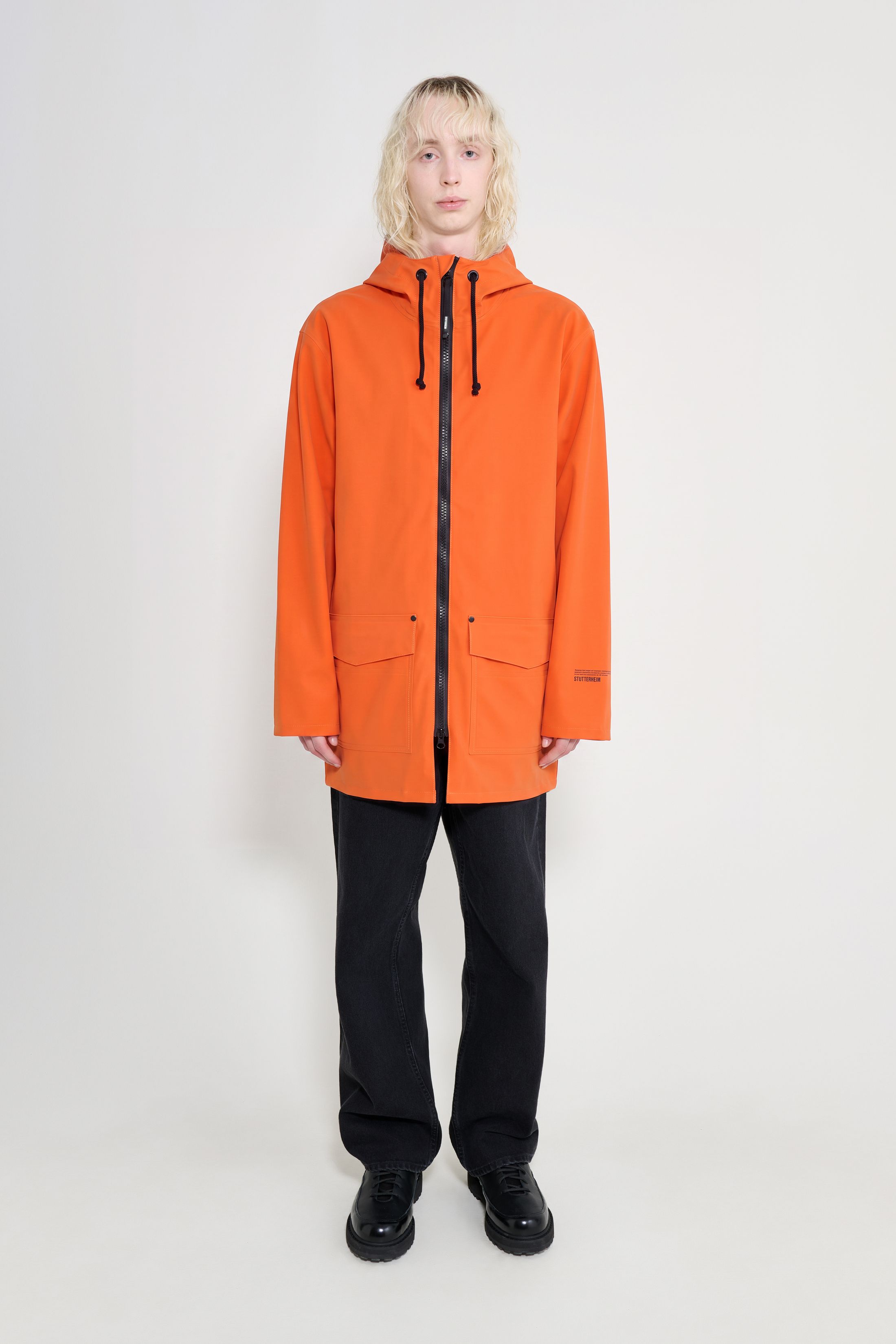stutterheim stockholm patch raincoat pumpkin men jackets raincoats
