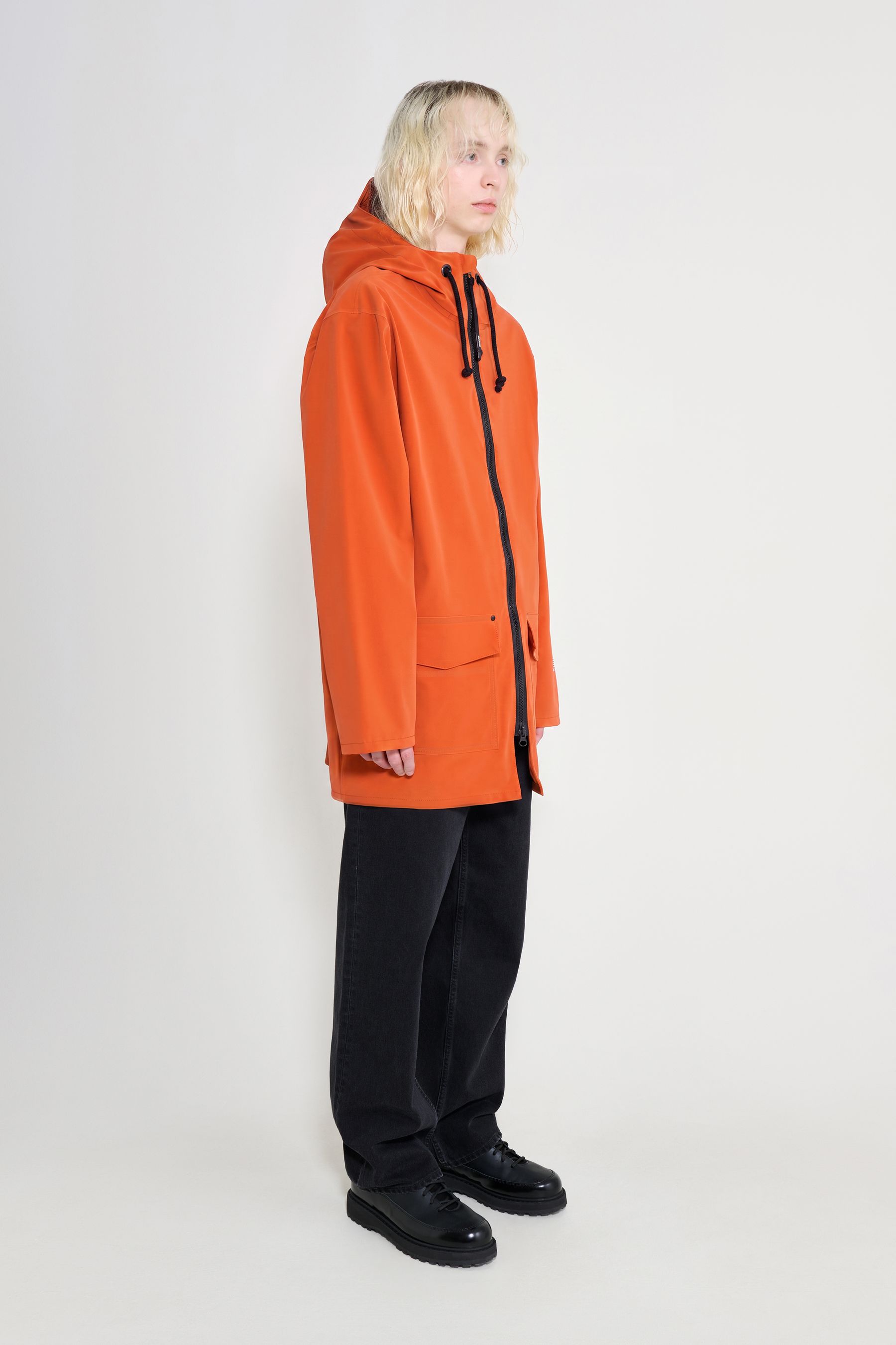 stutterheim stockholm patch raincoat pumpkin men jackets raincoats