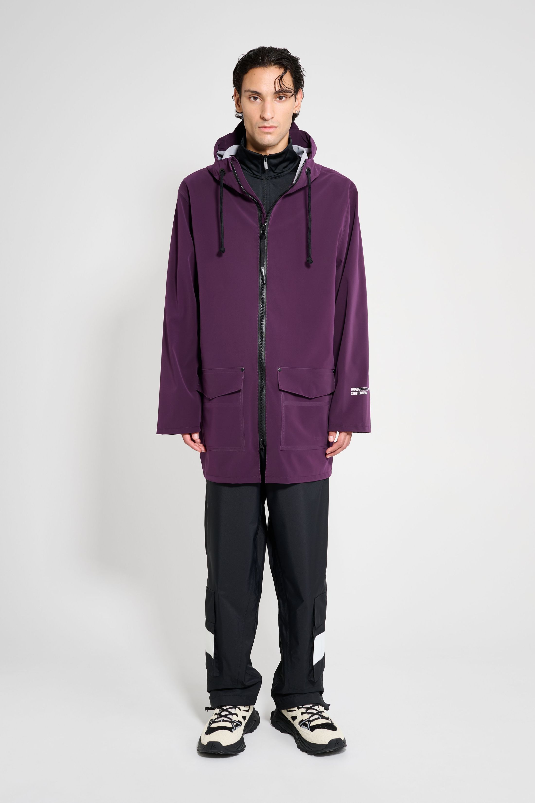 stutterheim stockholm patch raincoat purple haze men jackets raincoats