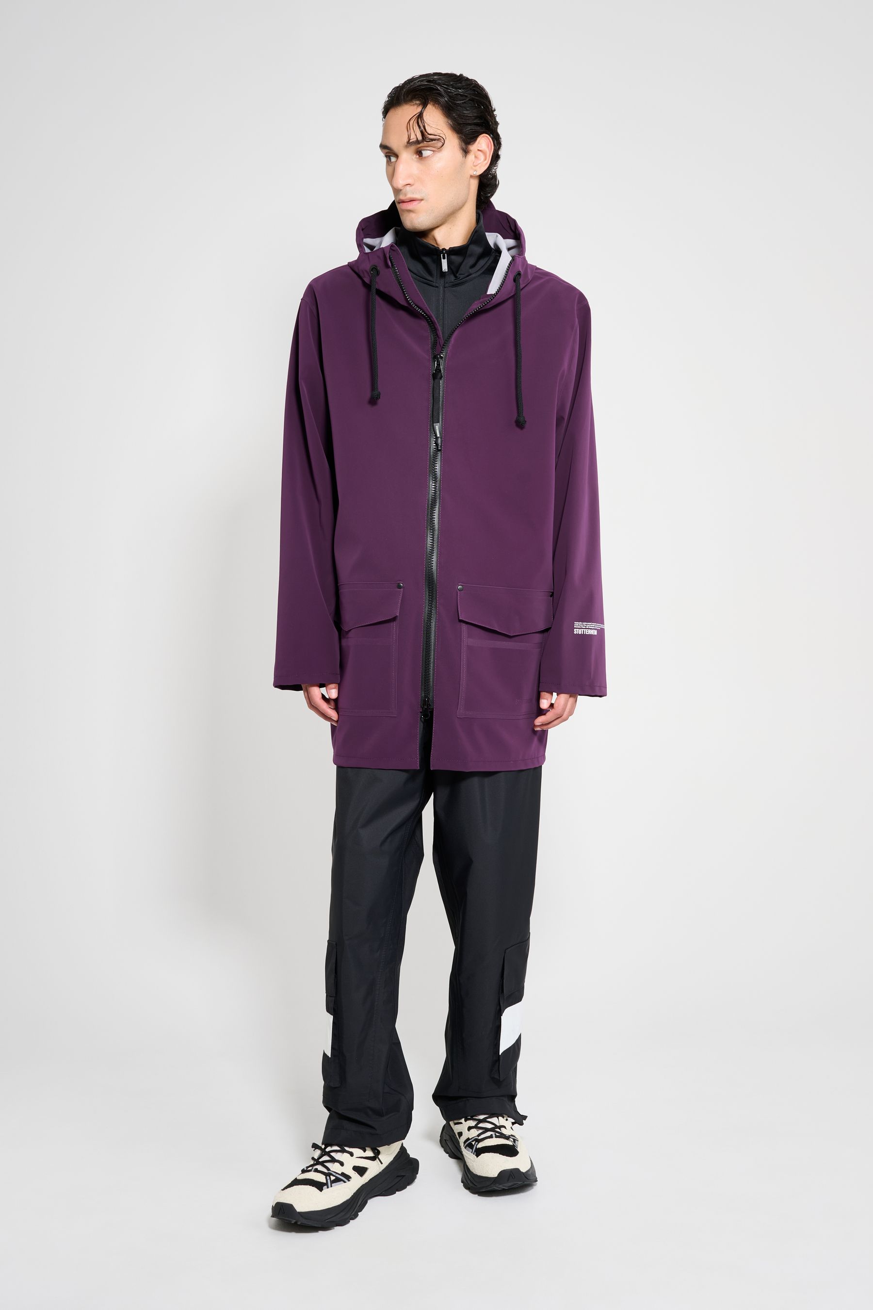 stutterheim stockholm patch raincoat purple haze men jackets raincoats