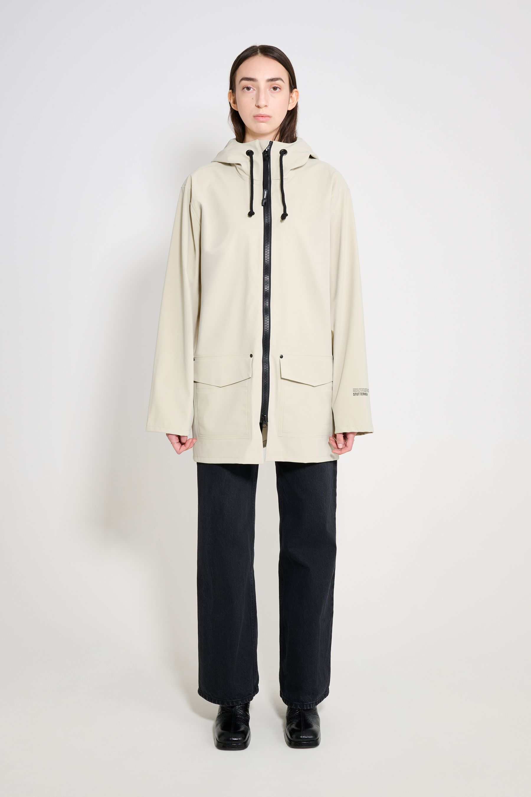 stutterheim stockholm patch raincoat pelican women jackets raincoats