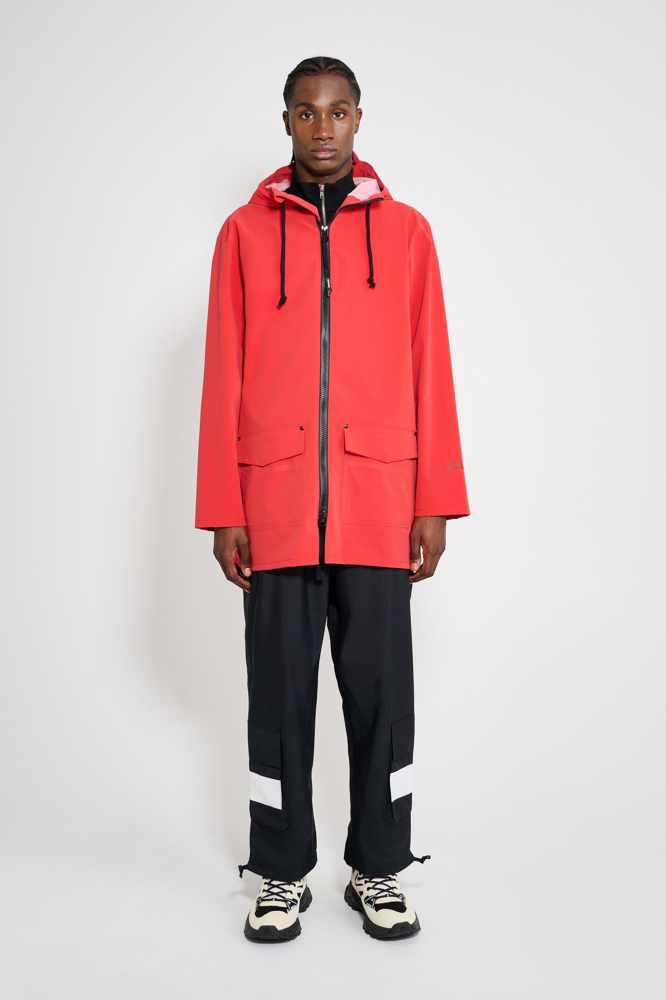 stutterheim stockholm patch raincoat washed red men jackets raincoats