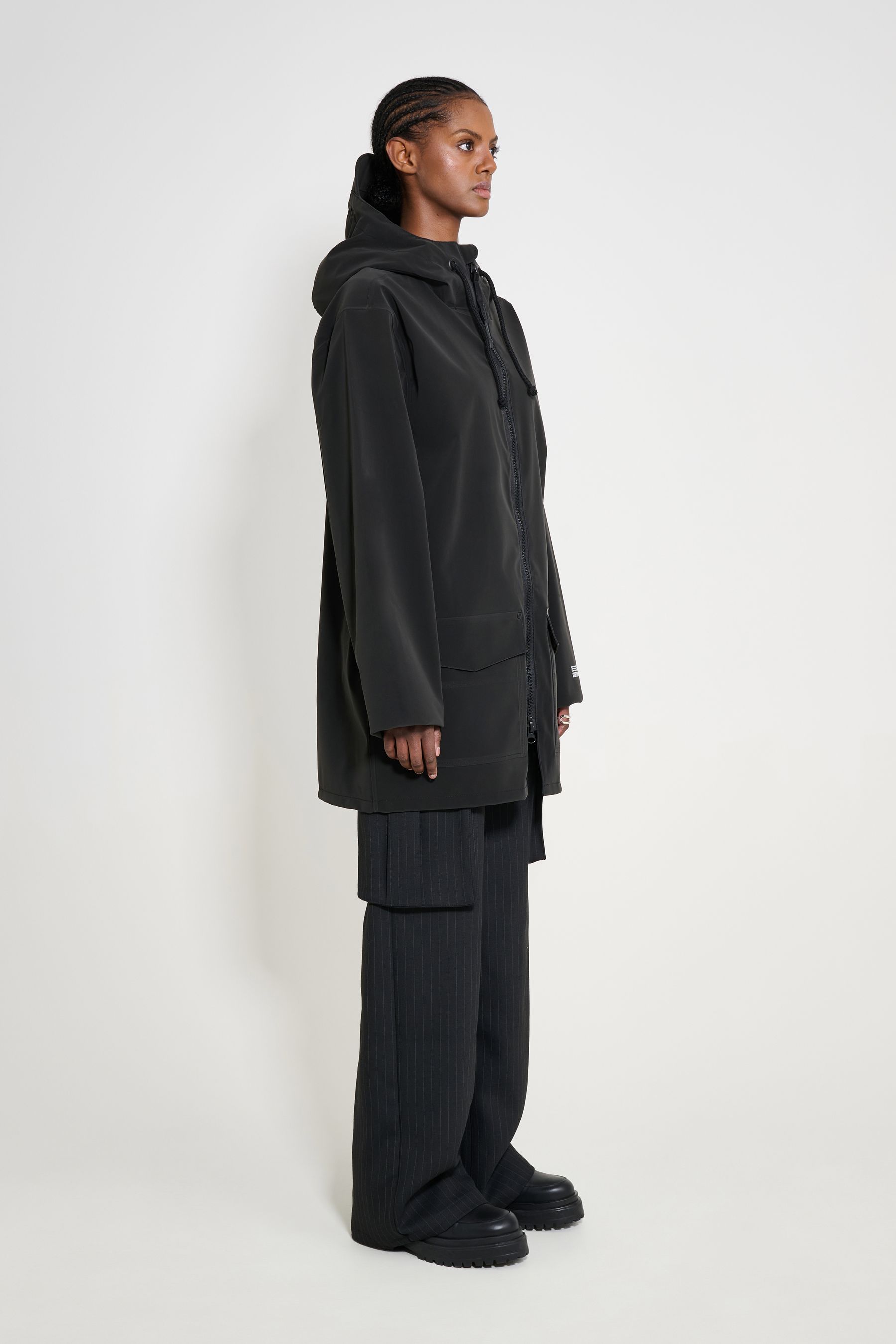 stutterheim stockholm patch raincoat black women jackets raincoats
