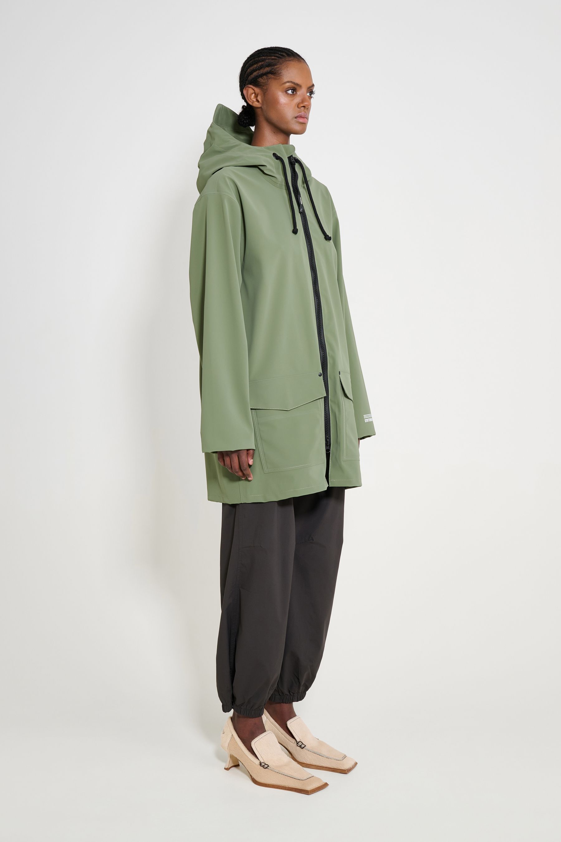 stutterheim stockholm patch raincoat dry green women jackets raincoats