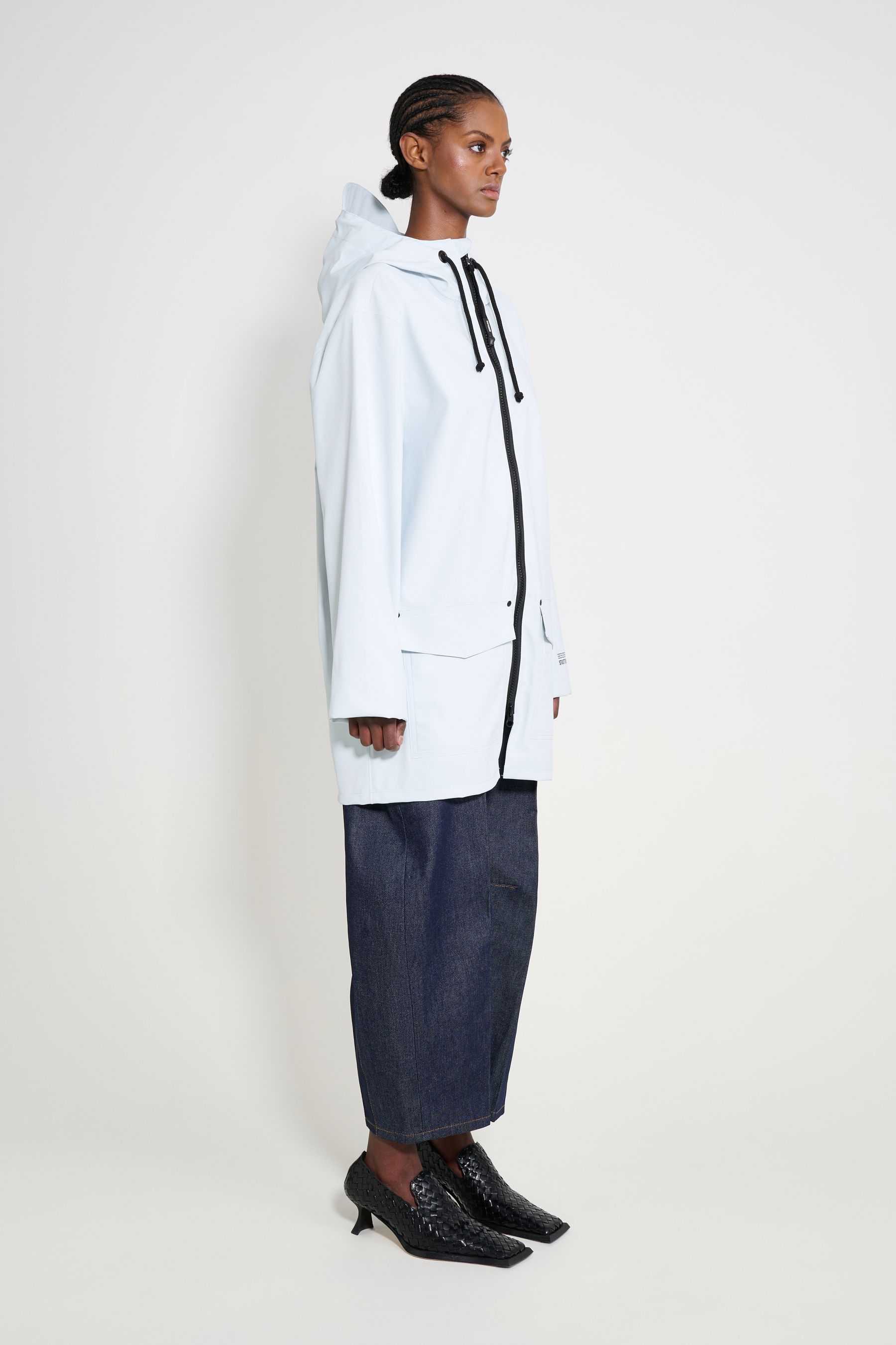 stutterheim stockholm patch raincoat frost grey women jackets raincoats