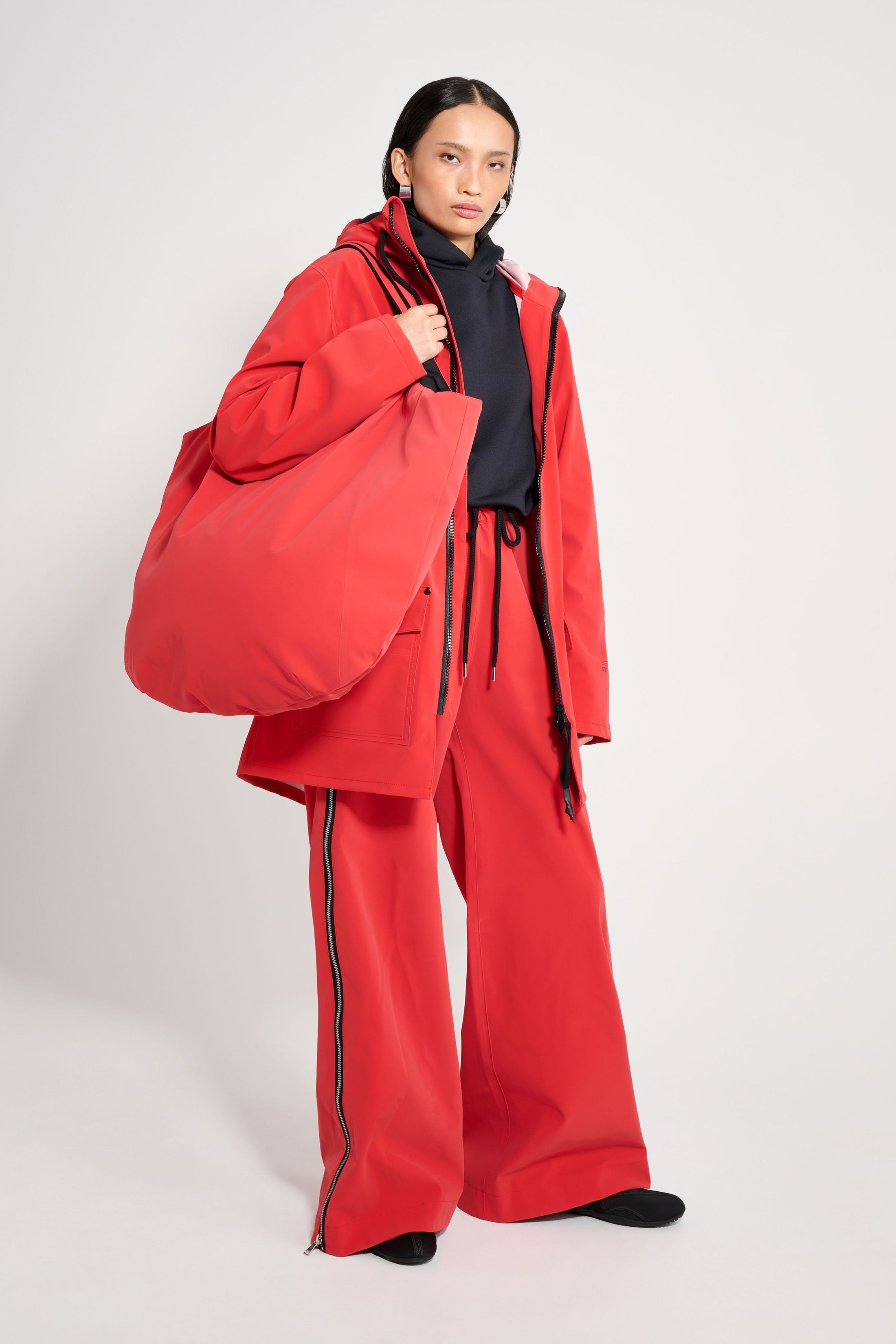 stutterheim stockholm patch raincoat washed red women jackets raincoats