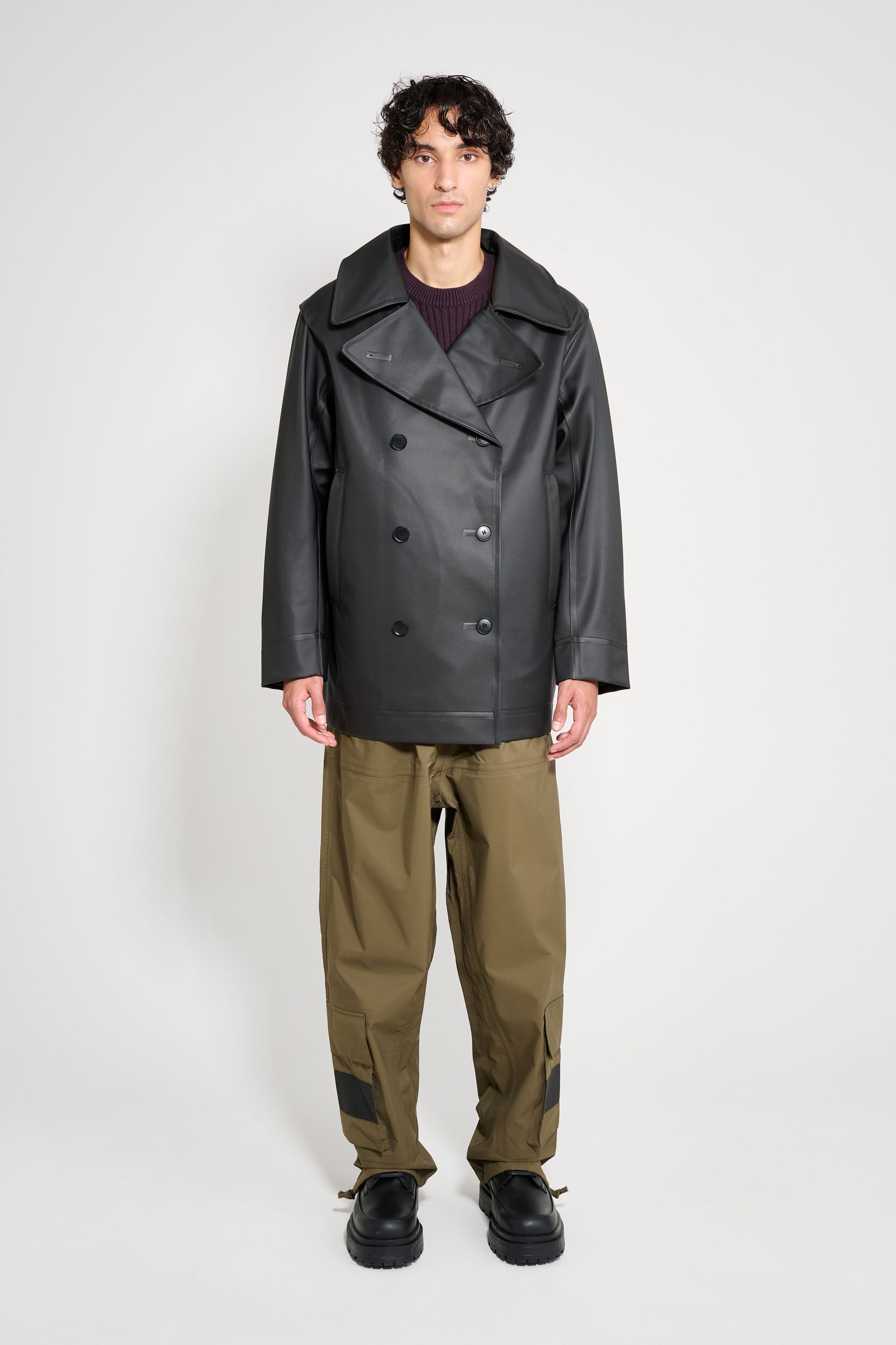 stutterheim tranholmen double breasted raincoat black men jackets raincoats