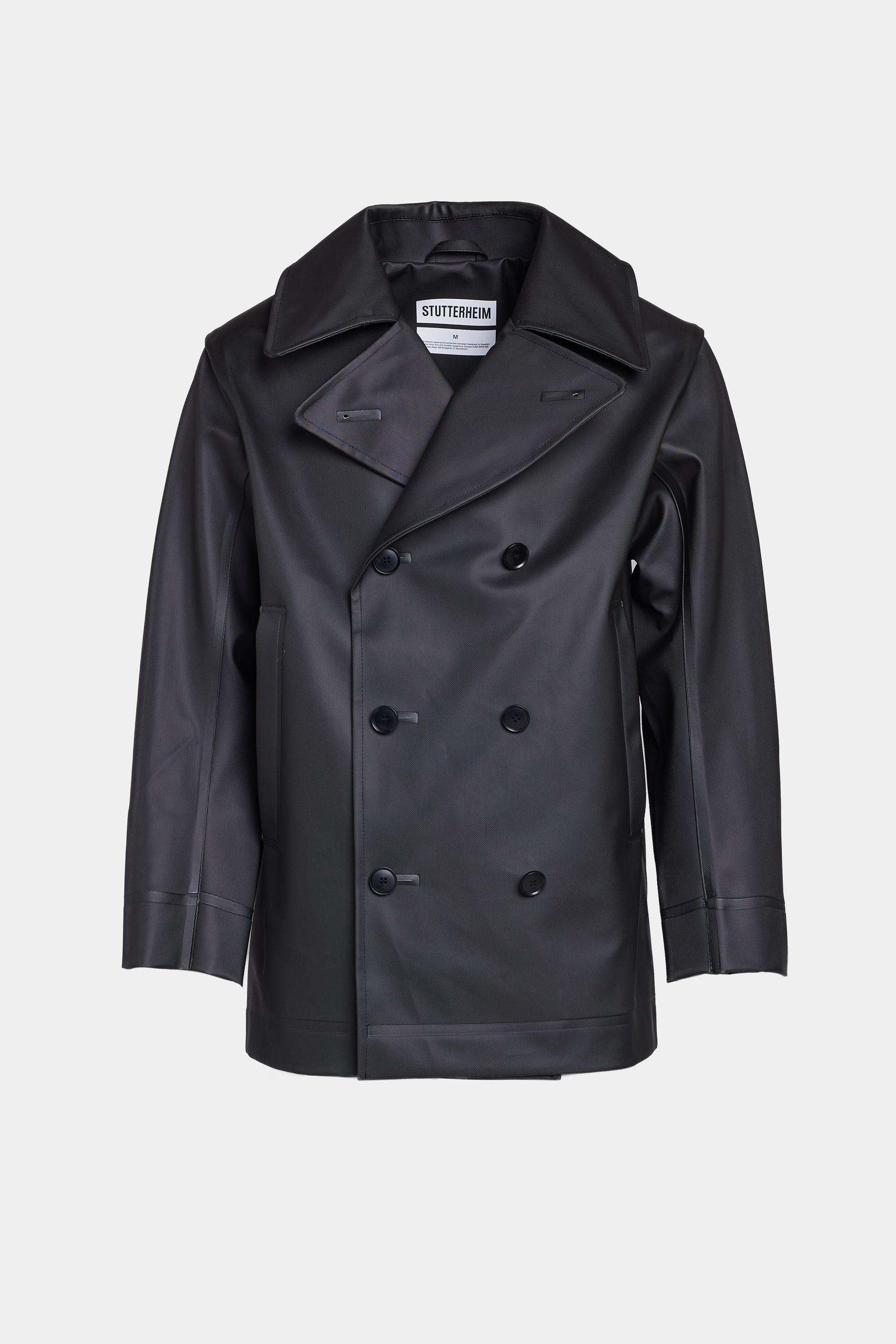 stutterheim tranholmen double breasted raincoat black men jackets raincoats