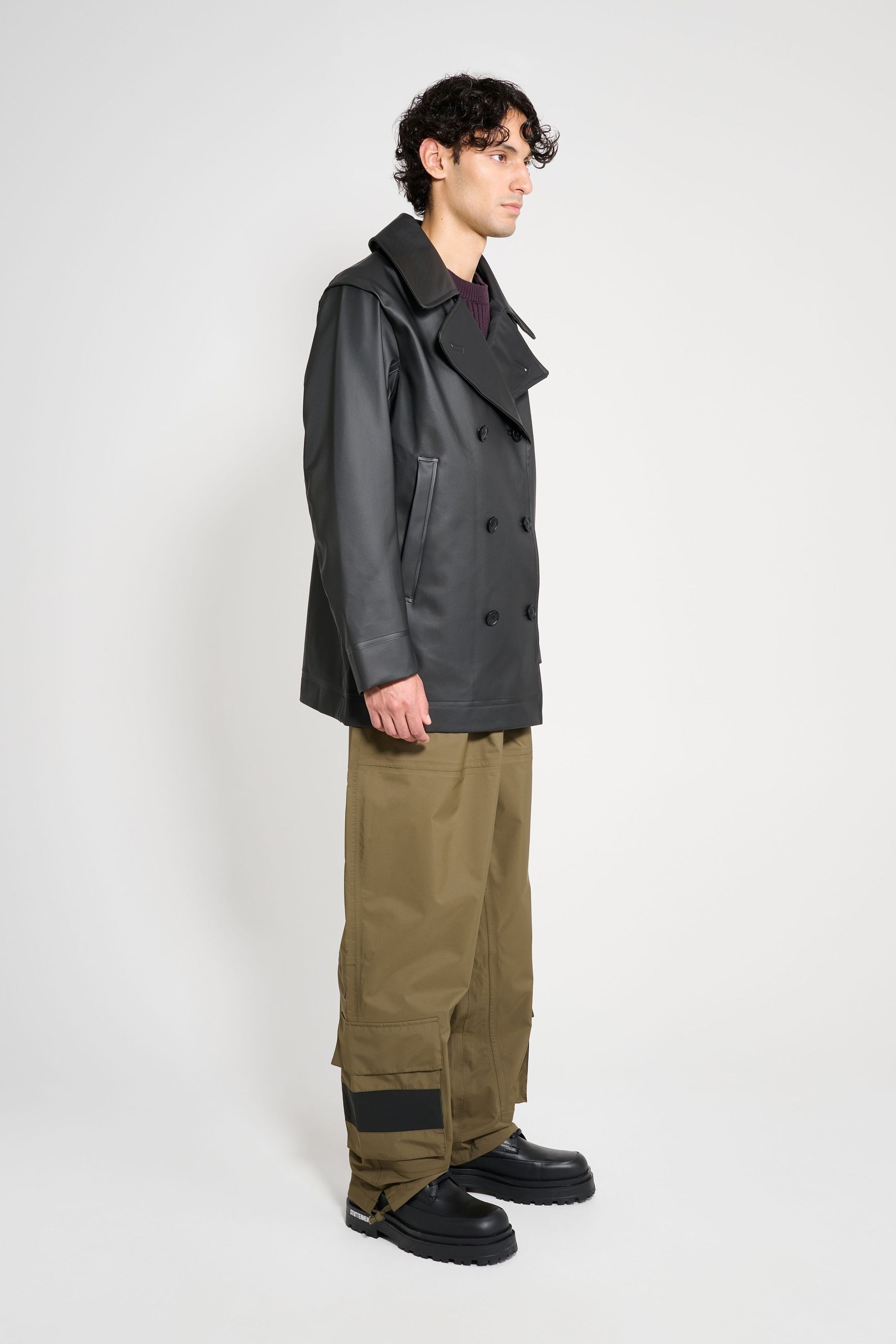 stutterheim tranholmen double breasted raincoat black men jackets raincoats